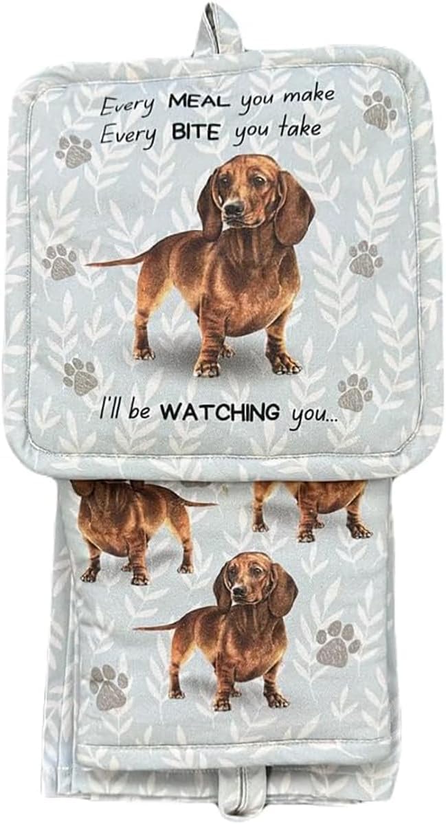 Oven Mitt Set Dachshound 3 Piece Kitchen Set
