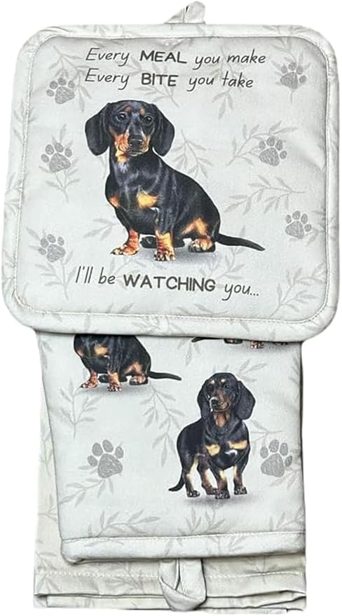 Oven Mitt Set Dachshund 3 Piece Kitchen Set