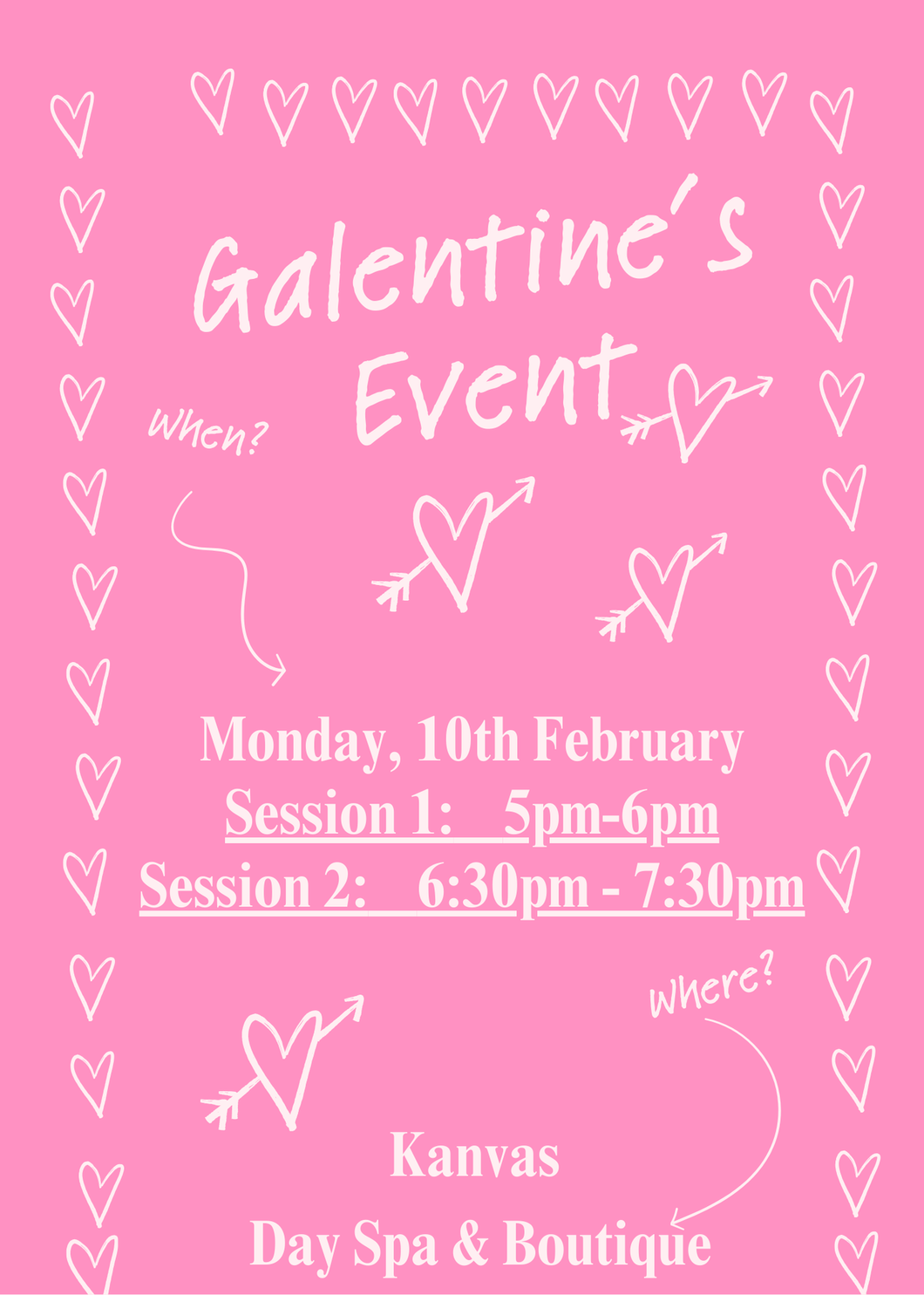Galentine/Valentine Pampering Spa Event Session 2