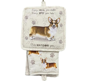Oven Mitt Welsh Corgi 3 Piece Kitchen Set
