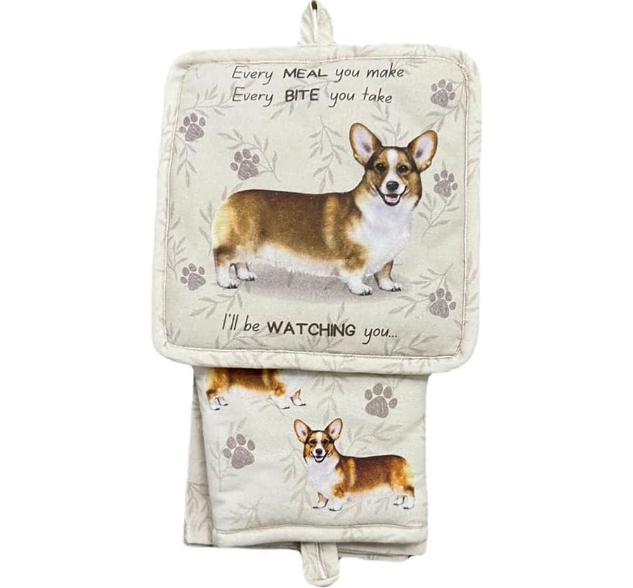 Oven Mitt Welsh Corgi 3 Piece Kitchen Set