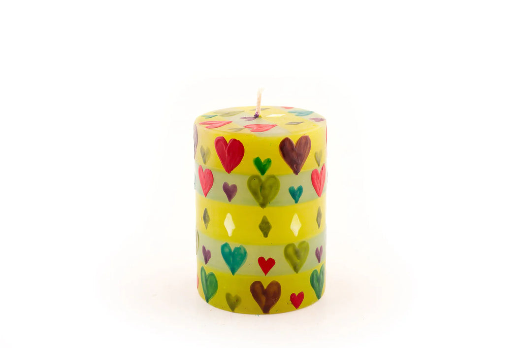 Pillar Candle 3x4 Hearts