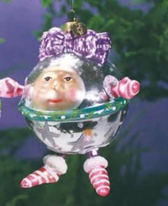 Patience Brewster "Jingle Bell Girl Glass Orna" Christmas Ornament