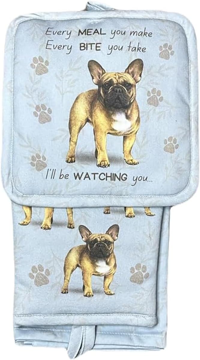 Oven Mitt Set Bulldog 3 Piece Kitchen Set