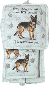 Oven Mitt Set German Shepard 3 Piece Kitchen Set