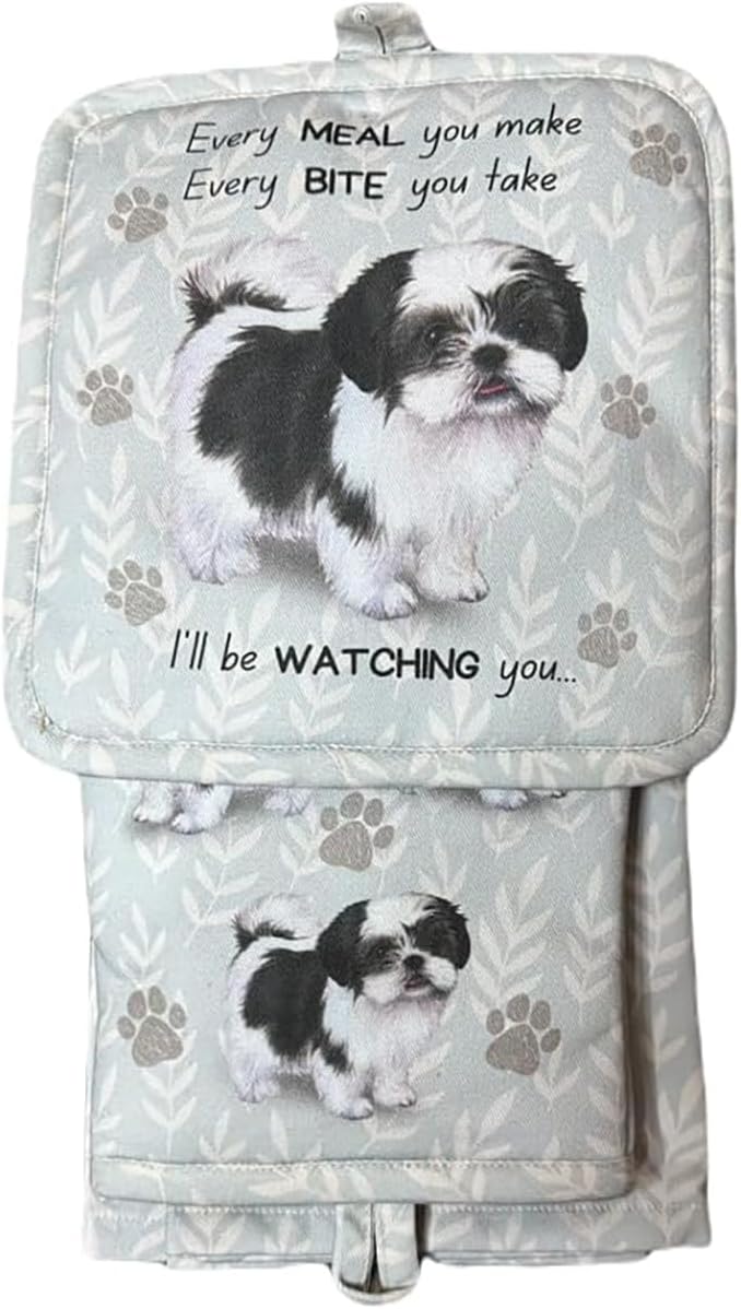 Oven Mitt Set Shih Tzu -Black - Brown