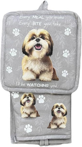 Oven Mitt Set Shih Tzu -Black - Brown