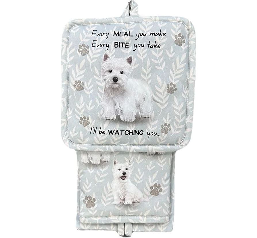 Oven Mitt Set Westie 3 Piece Kitchen Set