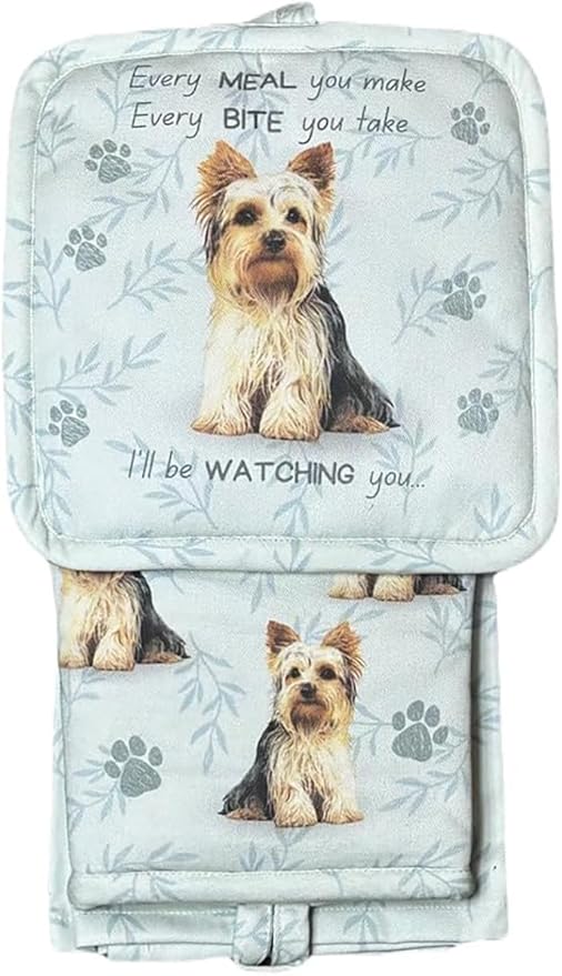 Oven Mitt Set Yorkie 3 Piece Kitchen Set