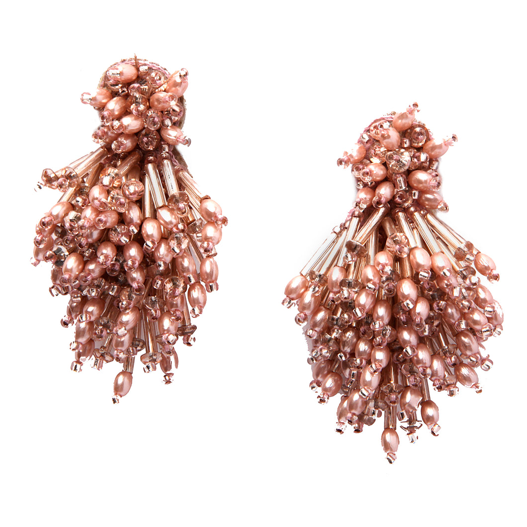 Burst Beaded Statement Earrings Blush