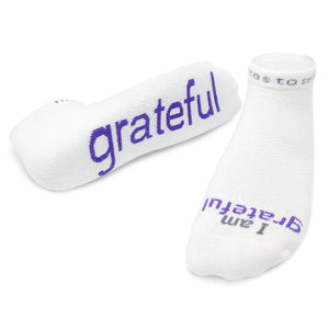 Socks - I Am Grateful - White